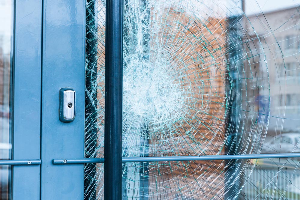 A Broken Glass Front Door